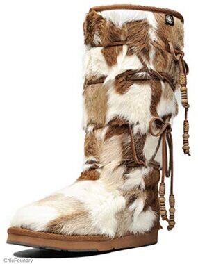 Suede Shearling Knee High Winter Snow Boots Wool Lined